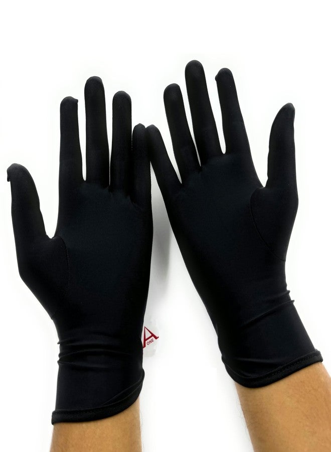 أون قفازات يد سوداء فاخرة من الألياف الدقيقة من Aone، خالية من الوبر، زوج واحد، مقاومة للبقع وبصمات الأصابع، مثالية لفحص الجودة والتعامل الآمن مع المجوهرات والماس والأحجار الكريمة، ومتاجر الساعات، كما توفر الحماية من الشمس والغبار. - Image 1